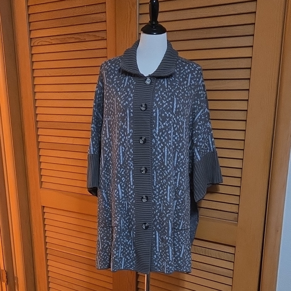 MarlaWynne Taupe and Gray Knit Cardigan Sweater